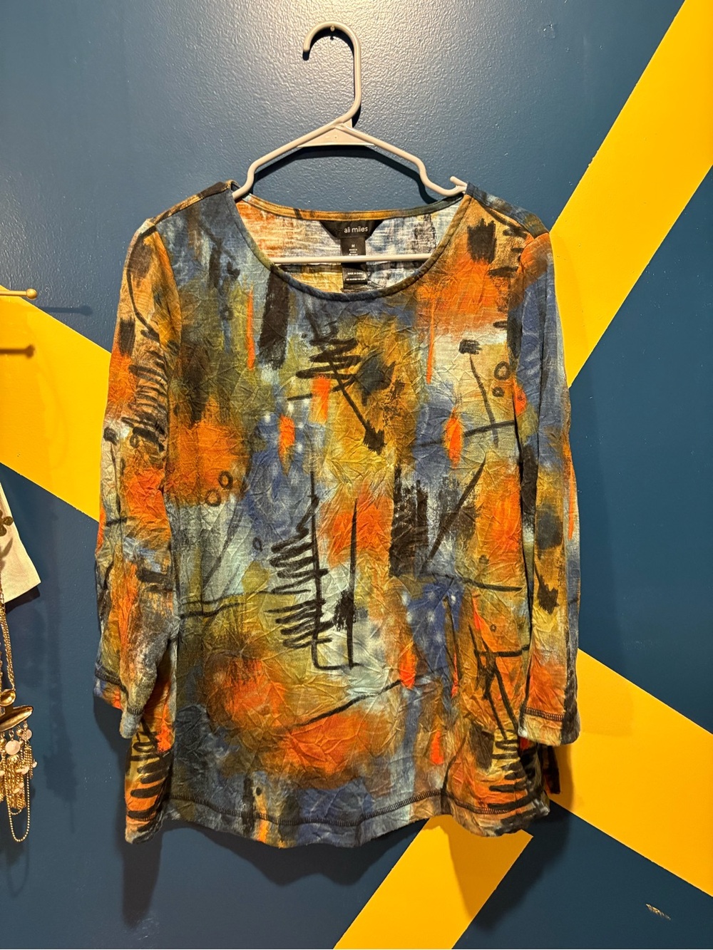 Ali Miles Printed Crewneck Long Sleeve Top NWOT